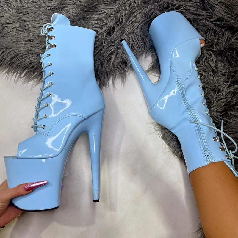 Hella Heels LipKit Open Toe 8inch Boots - Sky High 5 Hella Heels LipKit Open Toe 8inch Boots - Sky High - Image 3