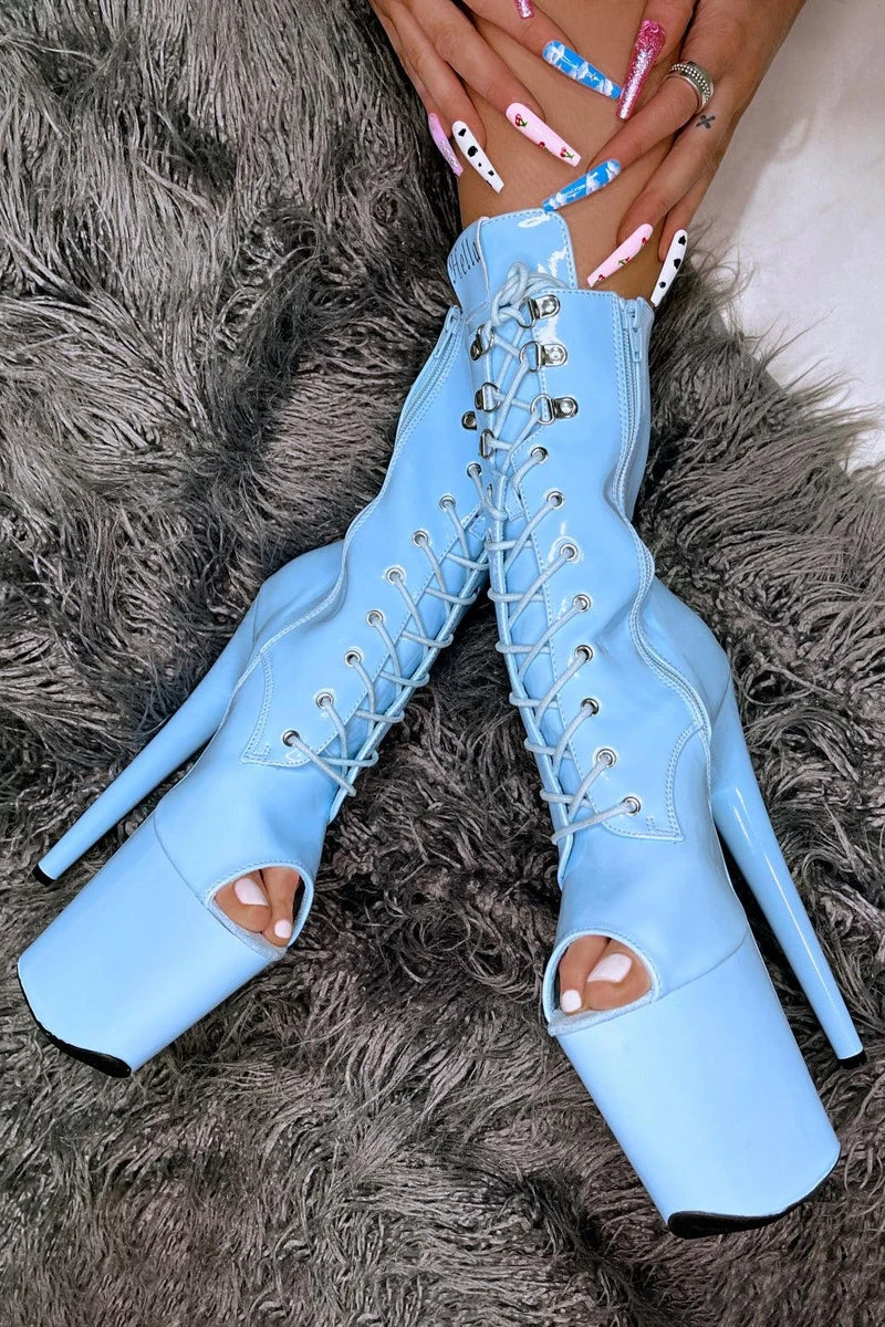 Hella Heels LipKit Open Toe 8inch Boots - Sky High 3 Hella Heels LipKit Open Toe 8inch Boots - Sky High