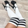 Lunalae Thigh High Socks - White/Black 1 Lunalae Thigh High Socks - White/Black -Lingerie Shop IMG 9597