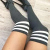 Lunalae Thigh High Socks - Charcoal/White 1 Lunalae Thigh High Socks - Charcoal/White -Lingerie Shop IMG 9641