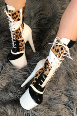 Hella Heels EmpireKicks 8inch Boots - White 13 Hella Heels EmpireKicks 8inch Boots - White -Lingerie Shop KicksWhiteLeopard8inch6
