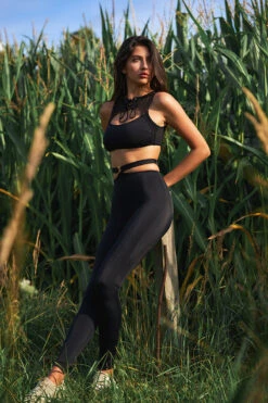 Hamade Activewear Lace Up High Neck Top - Black 20 Hamade Activewear Lace Up High Neck Top - Black -Lingerie Shop MCC9578 1e 1