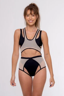 Nona Perkasa Orchid Body Harness - Black/Sand -Lingerie Shop OrchidHBLackNude3