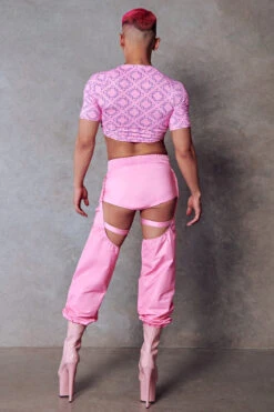 CXIX 119 Statement Crop Tee - Pink Print 16 CXIX 119 Statement Crop Tee - Pink Print -Lingerie Shop Pink Chaps CXIX Fashion Pole Dance
