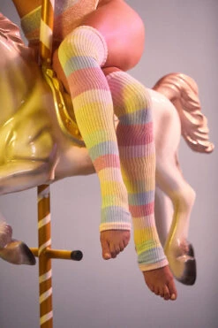 Rolling Thigh High Leg Warmers With Stirrups - Pony Striped (2 Sizes) 13 Rolling Thigh High Leg Warmers With Stirrups - Pony Striped (2 Sizes) -Lingerie Shop Ponei37