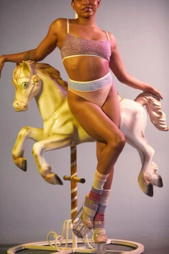 Rolling Calf High Socks - Pony Striped -Lingerie Shop Ponei61