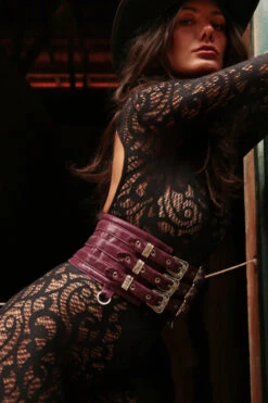 Rolling Triple Buckle Belt Harness - Plum 12 Rolling Triple Buckle Belt Harness - Plum -Lingerie Shop RollingHaras 892