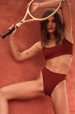 Rolling KI High Waisted Hot Pants - Ribbed Clay -Lingerie Shop Rollingcanelados 309