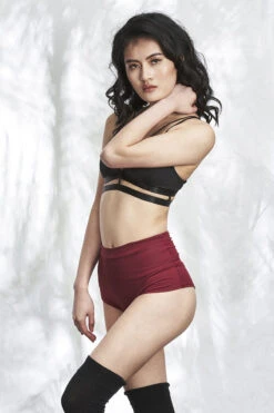 Lunalae High Waist Shorts - Wine 12 Lunalae High Waist Shorts - Wine -Lingerie Shop Shot 20 009