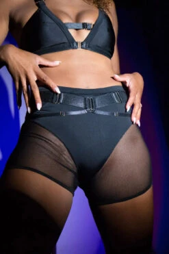 Tatiana Activewear Hips Don't Lie Shorts - Black 13 Tatiana Activewear Hips Don't Lie Shorts - Black -Lingerie Shop Tatiana Active Cheeky Mesh Black Gold Hardware Detailing Bike Short Shorts 4566