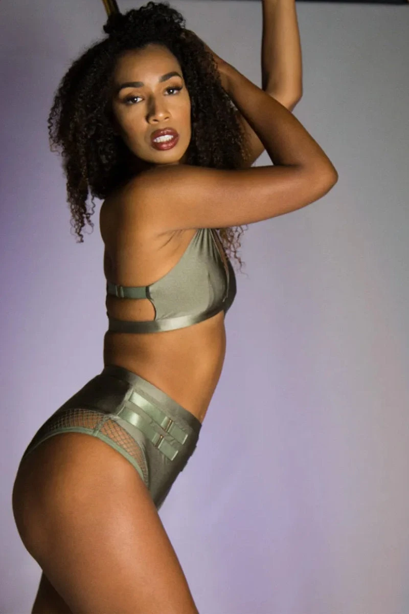 Tatiana Activewear Isla Top - Shiny Khaki 5 Tatiana Activewear Isla Top - Shiny Khaki - Image 3