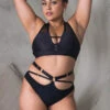 Tatiana Activewear Harley Top - Matte Black -Lingerie Shop TatianaActive HarleyLowCutCrossBackSupportivePoleWearSetwithCutOuts 3275