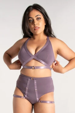 Tatiana Activewear Tokio Shorts - Mauve -Lingerie Shop TatianaActive TokioMauveStrappyGarterPoleWearSet 1249