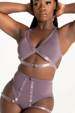 Tatiana Activewear Tokio Shorts - Mauve -Lingerie Shop TatianaActive TokioMauveStrappyGarterPoleWearSet 7914