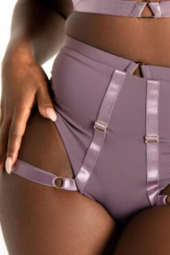 Tatiana Activewear Tokio Shorts - Mauve -Lingerie Shop TatianaActive TokioMauveStrappyGarterPoleWearSet 7926