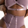 Tatiana Activewear Tokio Shorts - Mauve -Lingerie Shop TatianaActive TokioMauveStrappyGarterPoleWearSet 7933