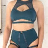 Tatiana Activewear Tokio Shorts - Teal -Lingerie Shop TatianaActive TokioTealAdjustableGarterShorts 8945