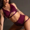 Tatiana Activewear Tokio Top - Wine -Lingerie Shop TatianaActive TokioWineRedBurgundyHighWaistedPoleWearDancingSet 6539