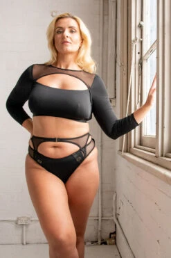 Tatiana Activewear Esme Top - Black -Lingerie Shop TatianaActiveEsmeLongSleeveCropMeshTop 0492cropped