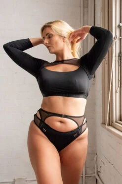 Tatiana Activewear Esme Top - Black -Lingerie Shop TatianaActiveEsmeLongSleeveCropMeshTop 0502cropped 7b68a5cf 2c98 4fdc b1b4 34ecf44fc33c
