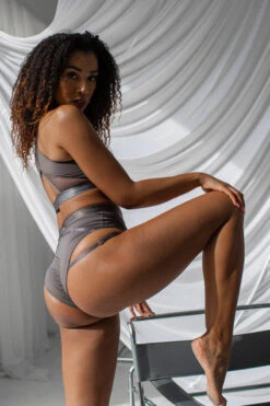 Tatiana Activewear Perla Top - Charcoal -Lingerie Shop TatianaActivePerlaCharcoalPoleWearSet 0086