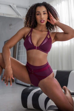 Tatiana Activewear Sofia Shorts - Wine -Lingerie Shop TatianaActiveSofiaWinePoleWearSet 2 4