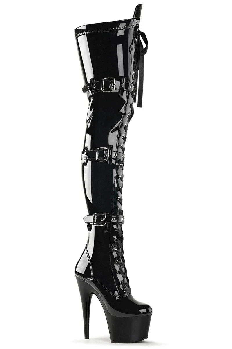 Pleaser USA Adore-3028 7inch Thigh High Pleaser Boots - Patent Black 3 Pleaser USA Adore-3028 7inch Thigh High Pleaser Boots - Patent Black