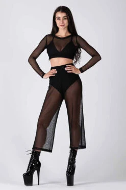 REV ACTIV Mesh Flow Pants - Black -Lingerie Shop black mesh long set pleasure 2 1