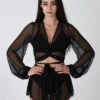 REV ACTIV Mesh Wrap Blouse - Black -Lingerie Shop black mesh set pleasure shirt blouse 2