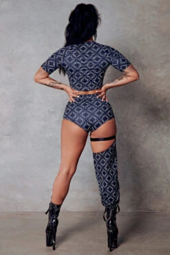 CXIX 119 Statement Crop Tee - Black Print -Lingerie Shop black cropped tee monogram fashion streetwear CXIX 119