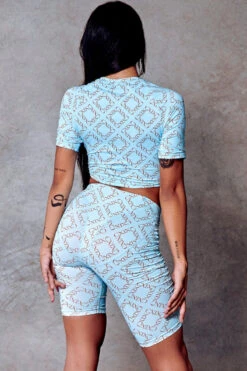 CXIX 119 Biker Shorts - Blue Print 15 CXIX 119 Biker Shorts - Blue Print -Lingerie Shop blue poledance fashion monogram CXIX 119 dance streetwear