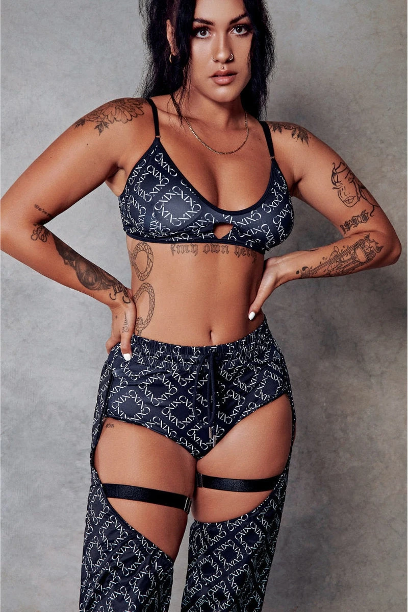 CXIX 119 Bralette - Black Print 3 CXIX 119 Bralette - Black Print