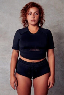 CXIX 119 Statement Crop Tee - Black -Lingerie Shop cropped top CXIX 119 fashion poledance