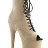Pleaser USA Flamingo-1021FS Faux Suede 8inch Peep Toe Pleaser Boots - Beige 2 Pleaser USA Flamingo-1021FS Faux Suede 8inch Peep Toe Pleaser Boots - Beige -Lingerie Shop flamingo 1021fs befs