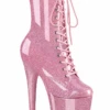 Pleaser USA Flamingo-1040GP 8inch Pleaser Boots - Baby Pink Glitter -Lingerie Shop flamingo 1040gp bpg