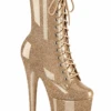 Pleaser USA Flamingo-1040GP 8inch Pleaser Boots - Gold Glitter -Lingerie Shop flamingo 1040gp gg