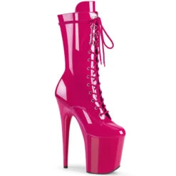 Pleaser USA Flamingo-1050 8inch Pleaser Boots - Patent Hot Pink -Lingerie Shop flamingo 1050 hp