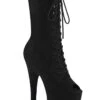 Pleaser USA Flamingo-1051FS Faux Suede 8inch Peep Toe Pleaser Boots - Black -Lingerie Shop flamingo 1051fs bfs
