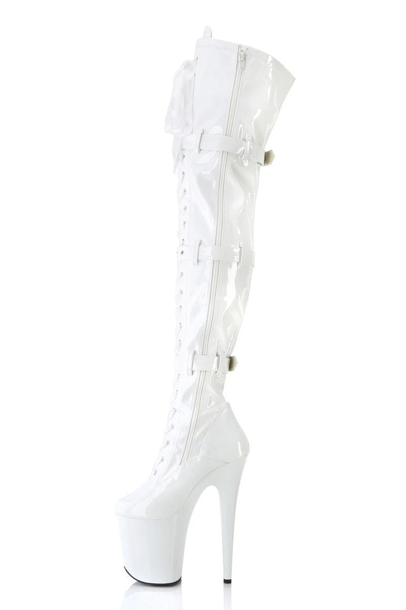 Pleaser USA Flamingo-3028 8inch Thigh High Pleaser Boots - Patent White 5 Pleaser USA Flamingo-3028 8inch Thigh High Pleaser Boots - Patent White - Image 3