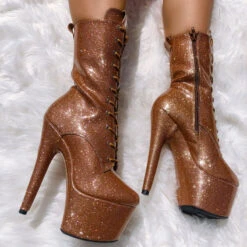 Hella Heels The Glitterati 7inch Boots - Oh Honey -Lingerie Shop glitter 58