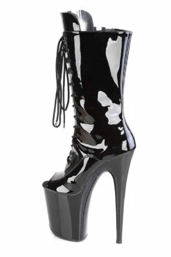 Pleaser USA Flamingo-1051 8inch Peep Toe Pleaser Boots - Patent Black -Lingerie Shop img06