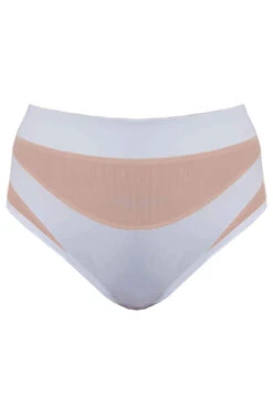 CXIX I S I S High Waisted Bottoms - White With Sand Mesh -Lingerie Shop isis wns1