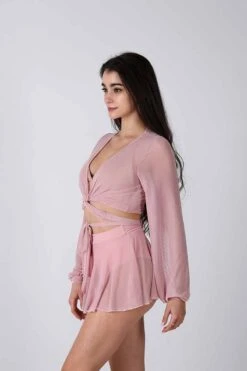 REV ACTIV Mesh Wrap Blouse - Pink -Lingerie Shop pink mesh pleasure set 3 0e640359 0e5b 4f51 8de9 d6f66e7c3b6d