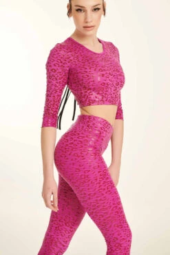 Paradise Chick Superhero Series Sticky Crop Top - Ruby Leopard -Lingerie Shop ruby original sticky set2