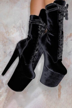 Hella Heels BabyDoll Velvet 8inch Boots - Russian Roulette -Lingerie Shop russianRoulette8inchblack 6