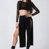 REV ACTIV Sensual Flow Pants (with Leg Slit) - Black 1 REV ACTIV Sensual Flow Pants (with Leg Slit) - Black -Lingerie Shop sensual black pants with slit 2