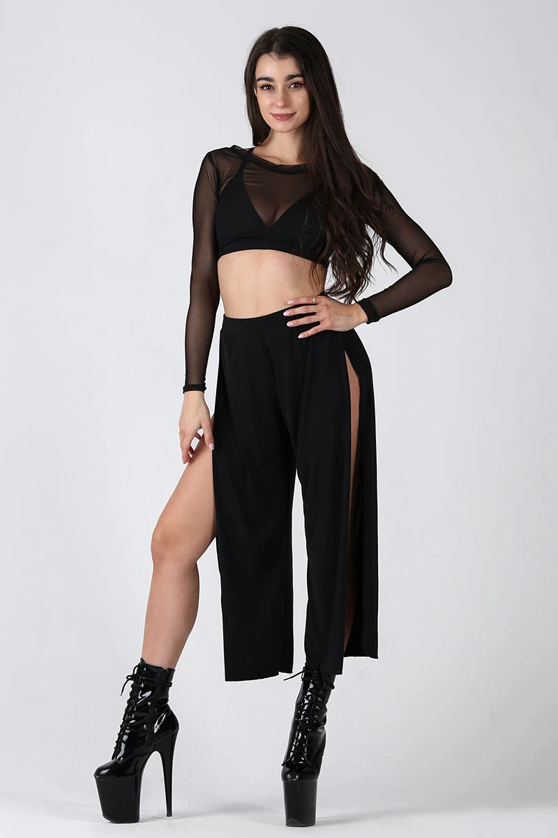 REV ACTIV Sensual Flow Pants (with Leg Slit) - Black 3 REV ACTIV Sensual Flow Pants (with Leg Slit) - Black
