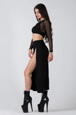 REV ACTIV Sensual Flow Pants (with Leg Slit) - Black 12 REV ACTIV Sensual Flow Pants (with Leg Slit) - Black -Lingerie Shop sensual black pants with slit 3