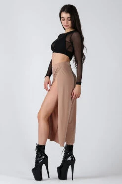 REV ACTIV Sensual Flow Pants (with Leg Slit) - Coffee 10 REV ACTIV Sensual Flow Pants (with Leg Slit) - Coffee -Lingerie Shop sensual coffee pants with slits 3