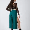 REV ACTIV Sensual Flow Pants (with Leg Slit) - Malachite -Lingerie Shop sensual malachite pants with slits 1
